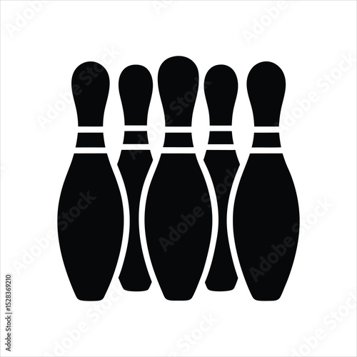  Classic Bowling Pins Silhouette Vector Icon