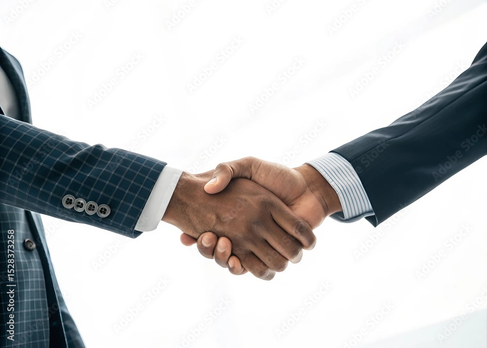 Obraz premium Business Partnership Handshake on White Background – Professional Collaboration Concept