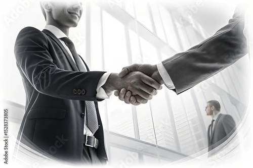 Business Partnership Handshake on White Background – Professional Collaboration Concept
