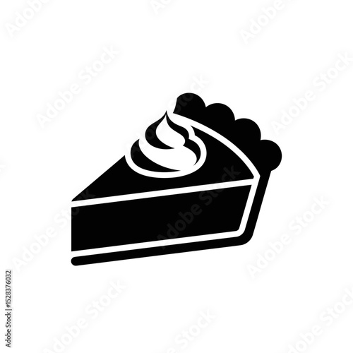 Thanksgiving pie slice icon with whipped cream