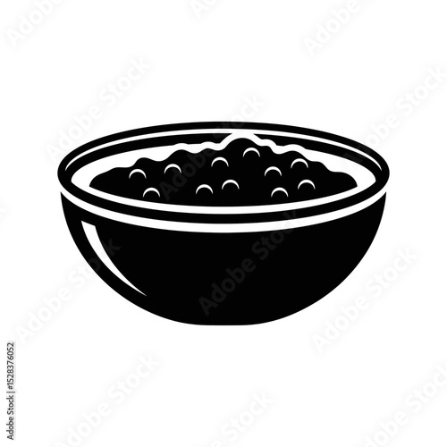 Thanksgiving bowl of mashed potatoes icon in black silhouette