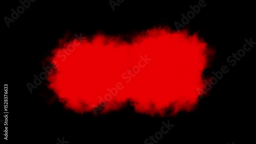 A bright red cloud like shape with fuzzy edges against a stark black background.