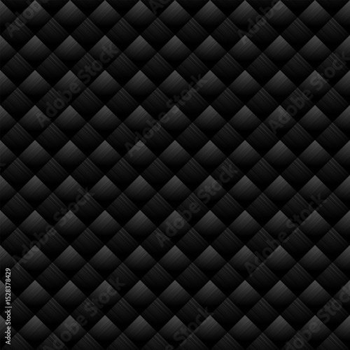 Black rhombus geometric seamless pattern Matte black quilted leather upholstery background