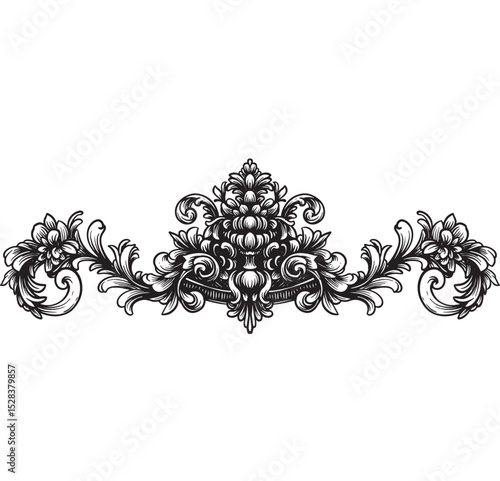 baroque heraldic ornament frame ink drawing