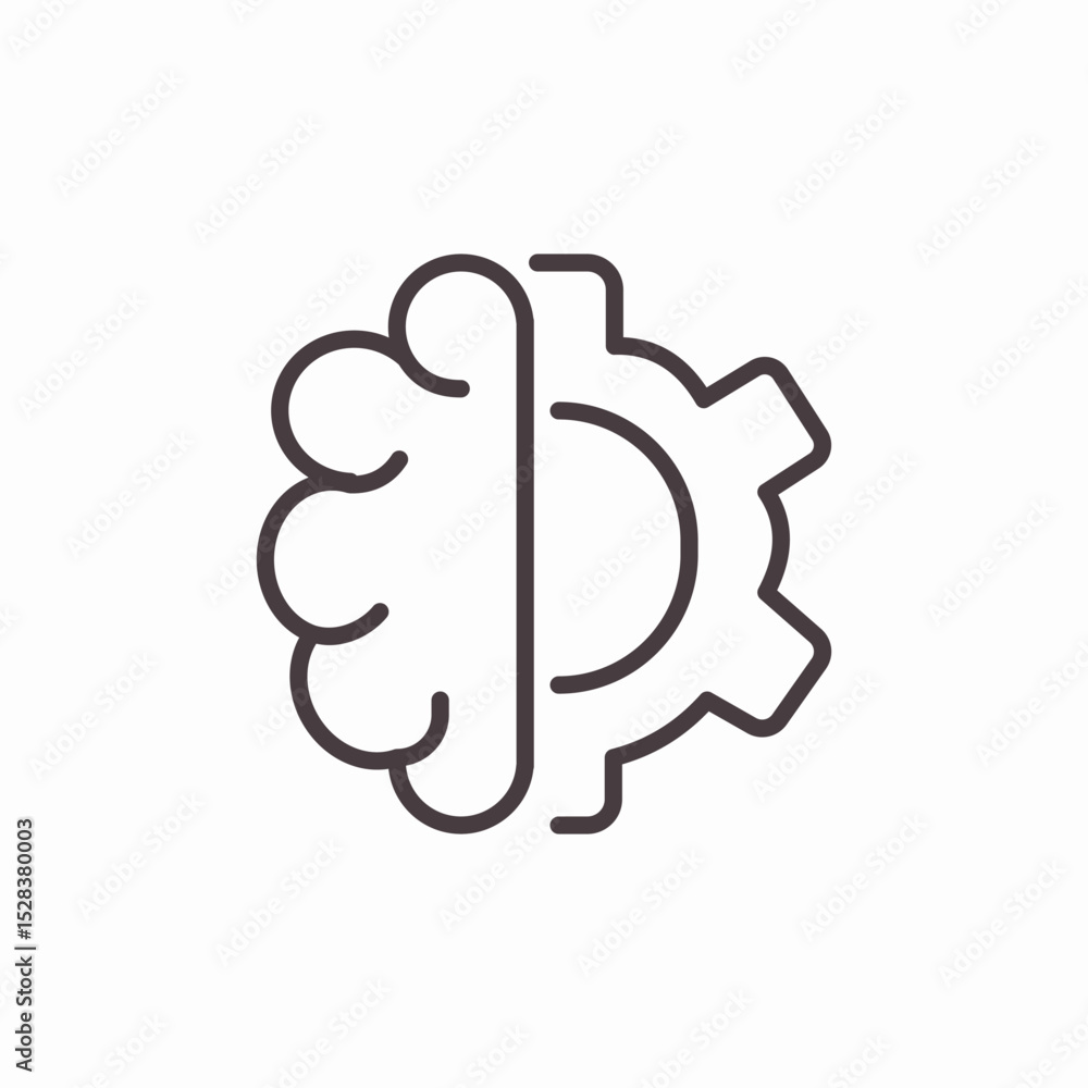 brain gear mechanism icon sign vector brain gear mechanism icon sign vector