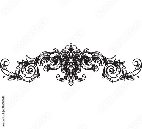 baroque heraldic ornament frame ink drawing
