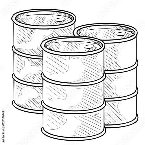 oil drums handdrawn illustration⁠
