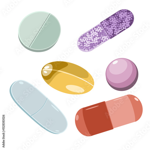 Oral solid dosage form of medicine vector illustration 