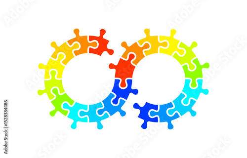 Infinity symbol colorful puzzle design. Vector isolated on white background.	