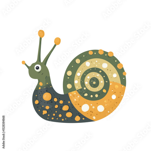 A Mother Snail With Her Kid vector 2D flat illustration, isolated on a white background.
