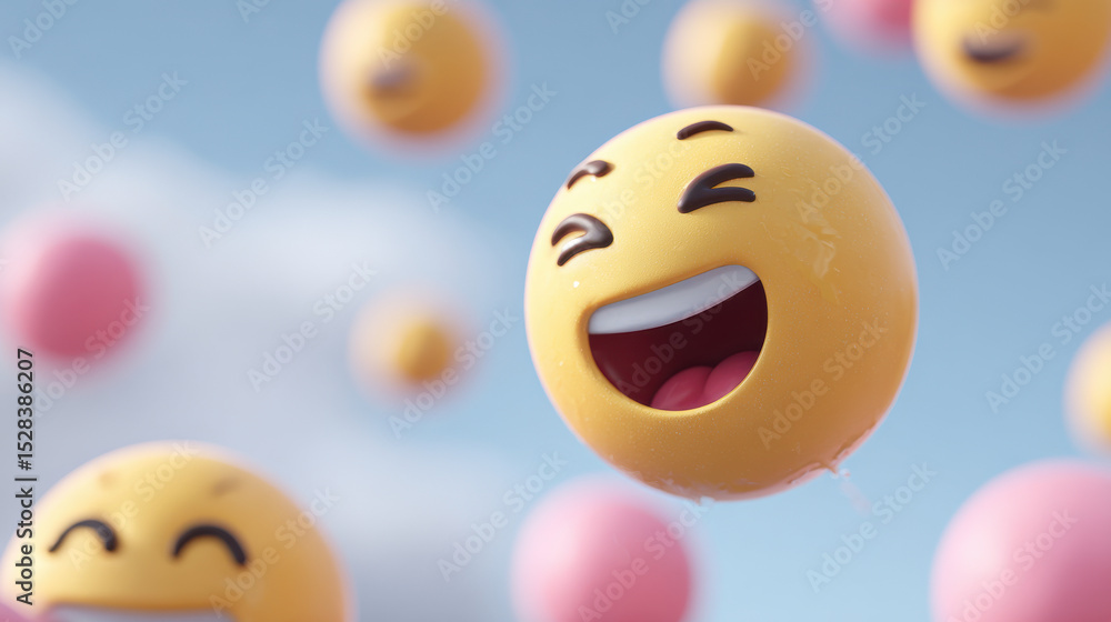 Fototapeta premium vibrant display of various emojis representing different emotions each emoji radiating its unique feeling