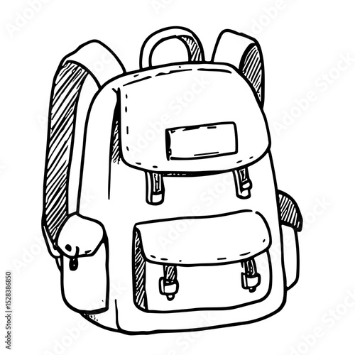Hand-drawn vector doodle of a school backpack