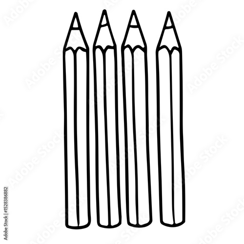 Hand-drawn sketch vector doodle icon of colored pencils for drawing and creativity