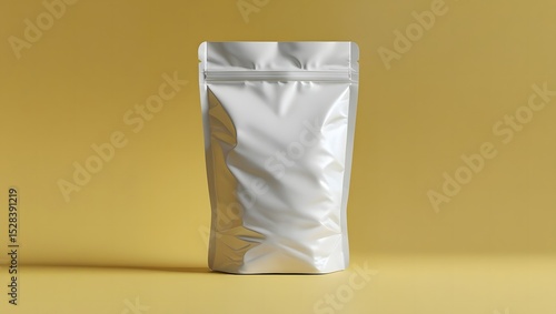 Doff food pail pouch package templates mockup isolated on yellow background