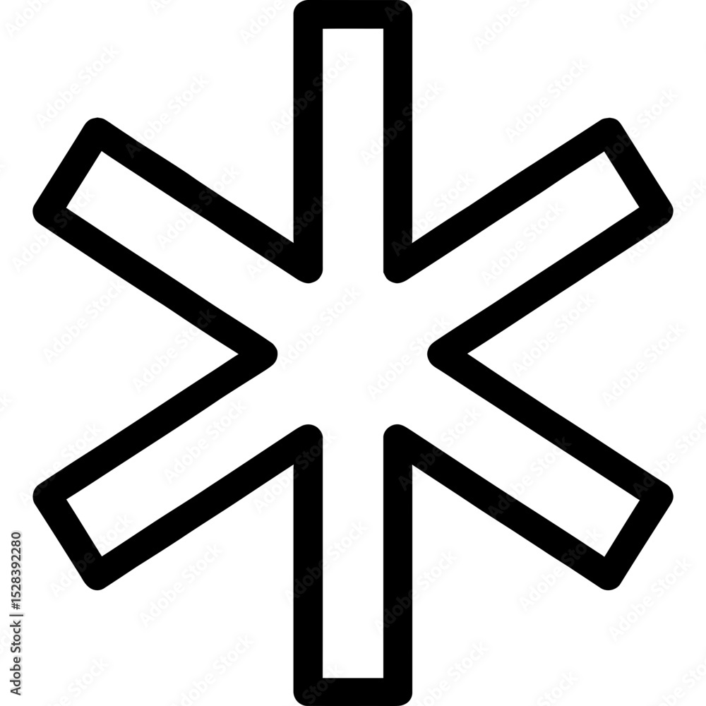 Obraz premium Symmetrical outline of asterisk icon