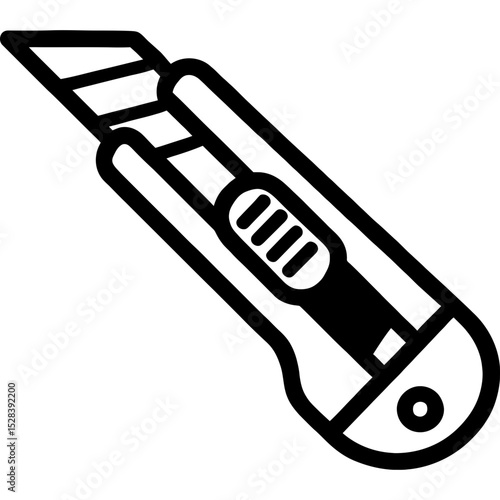 Minimalist design of utility knife icon with bold lines