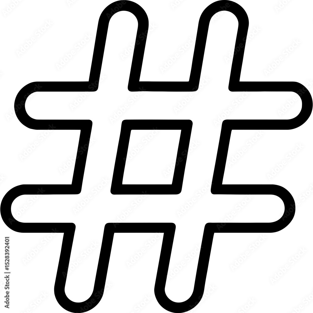 Fototapeta premium Clean outline of hashtag symbol
