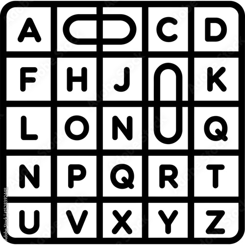 Minimalist outline of word search puzzle icon