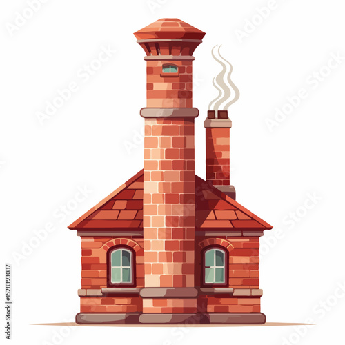 Professional Vector Illustration of Home Chimney Construction for Design Projects