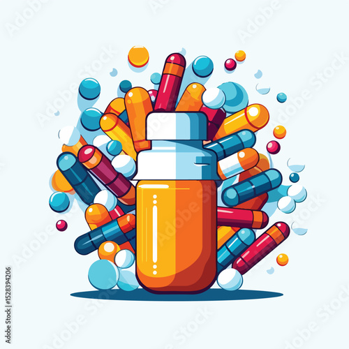 Professional Medication Vector Illustration for Medical Use in Healthcare Industry