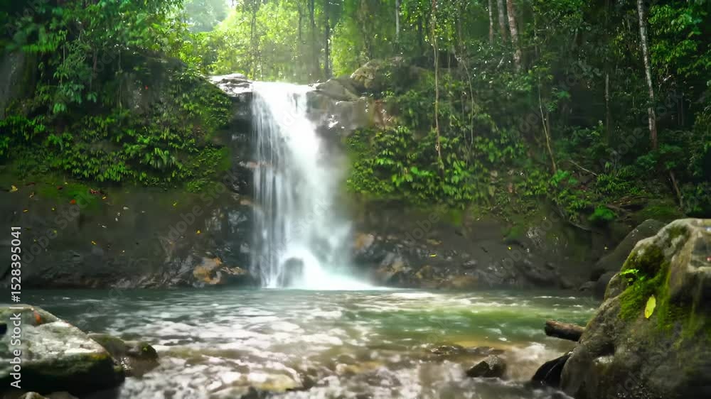 Tropical waterfall nature scene Tropical waterfall nature scene