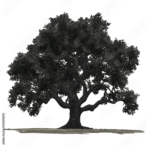 2D flat A Live Oak Tree vector illustration, isolated on a white background.