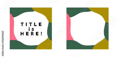 ジャングル、冒険風、恐竜の正方形のあしらい、見出し、フレーム
