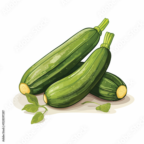 Detailed Zucchini Vector Illustration for Culinary Designs and Healthy Eating Promotions