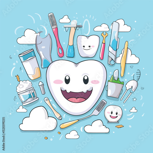 Professional Dental Care and Hygiene Stock Vector Illustration for Oral Health Concepts