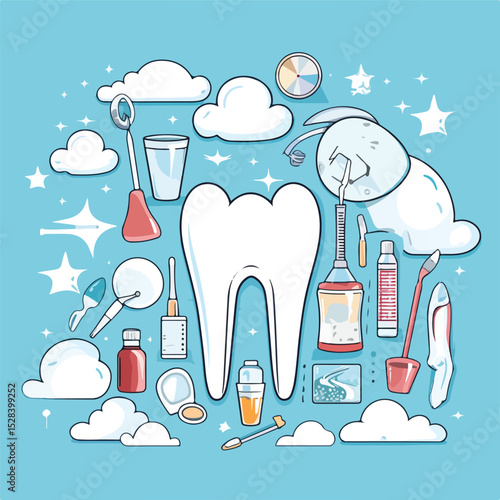 Professional Dental Care and Hygiene Stock Vector Illustration for Marketing Materials