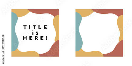 ビンテージ、アースカラーの正方形のあしらい、見出し、フレーム