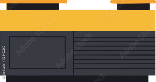 Vintage style yellow and black audio cassette player vector illustration in flat design style