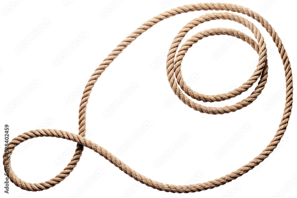 Fototapeta premium Twisted hemp rope coil isolated on a white background png ai generated