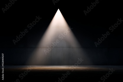 Holy trinity symbolism with dramatic spotlight on concrete wall for religious reflection and meditation