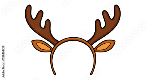 Cartoon reindeer headband with antlers and ears in brown color  