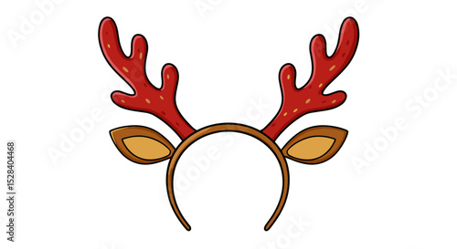 Cartoon reindeer antlers headband with red horns and brown ears  