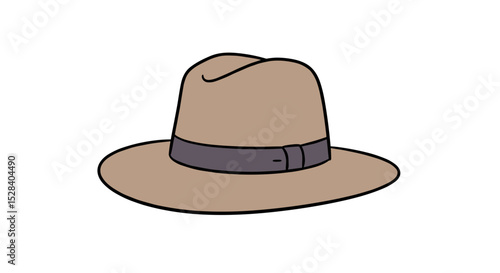 Stylish tan hat with dark band on a white background  