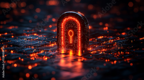 Futuristic Digital Keyhole Cybersecurity and Data Protection Concept