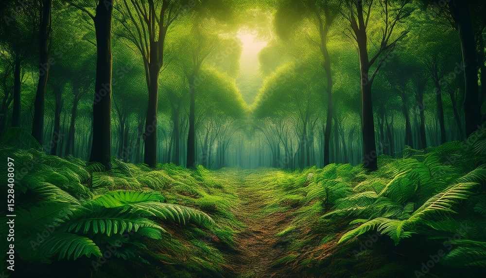 Naklejka premium carbon footprint in a big green forest