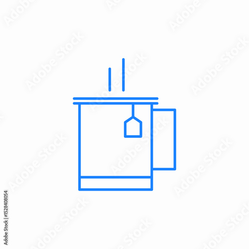 steaming mug teabag icon sign vector