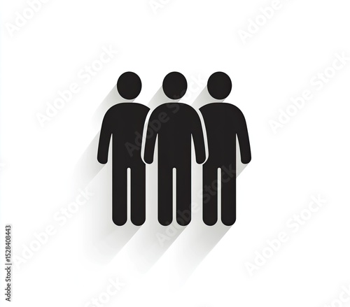 Three stylized figures, standing in a row