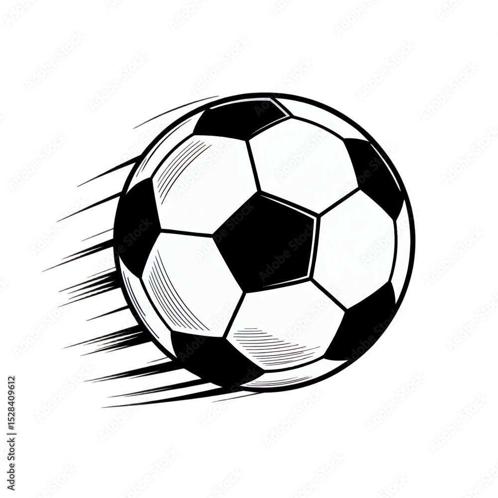 Fototapeta premium Fast moving soccer ball graphic illustration game goal team play sport on transparent background
