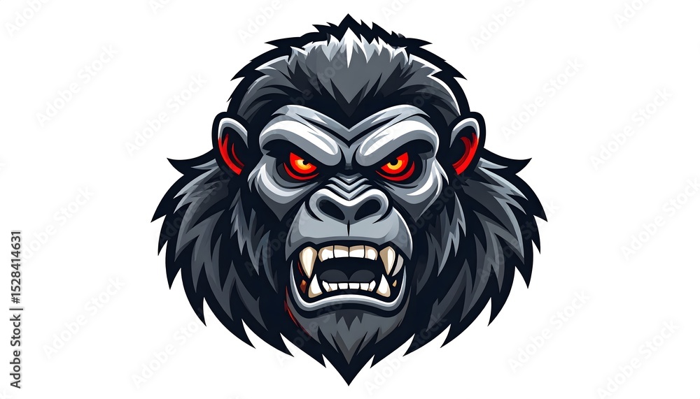 Fototapeta premium Cartoon gorilla roaring face logo style high resolution photo