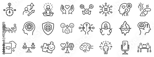 Collection of icons representing various concepts of wellness and health  