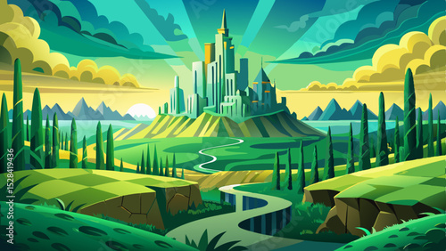 Emerald City Broadway Landscape: Wicked Musical Inspired Scenic Vista Very beautiful