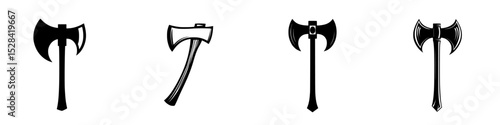 Unique icon set displaying various axe designs suitable for digital projects and creative applications