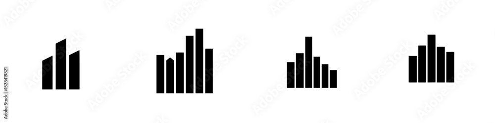 Icon set featuring various bar chart designs for data visualization and analytics purposes Icon set featuring various bar chart designs for data visualization and analytics purposes