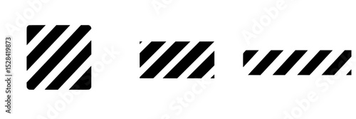 Icon set featuring geometric patterns with diagonal stripes and varied orientations for versatile design applications