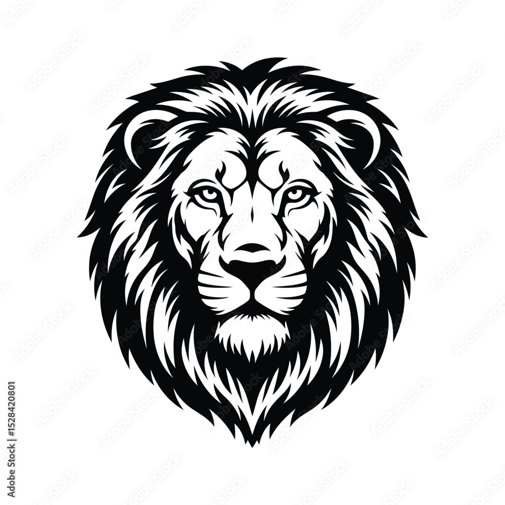 Obraz premium Majestic Lion Head Vector Illustration Powerful King of the Jungle Design for Logos, Prints, and More