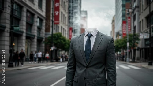 Wallpaper Mural Mysterious headless suit walking through urban street in busy city scene Torontodigital.ca